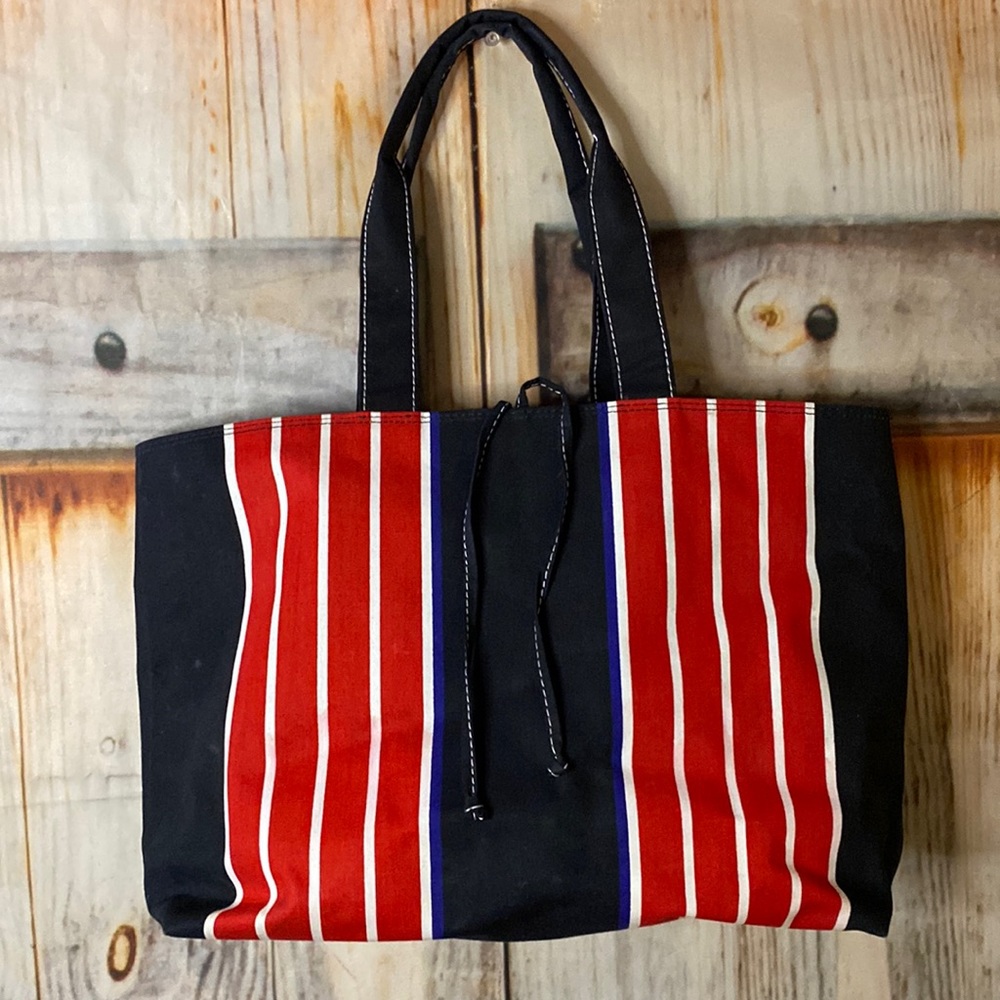 Striped Lined Canvas Striped Tote Bag NWOT O
